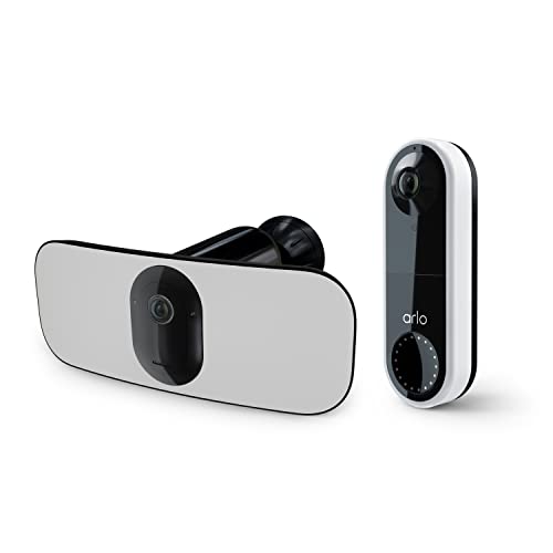 Arlo Essential Wired Video Doorbell, White Pro 3 Floodlight, Black