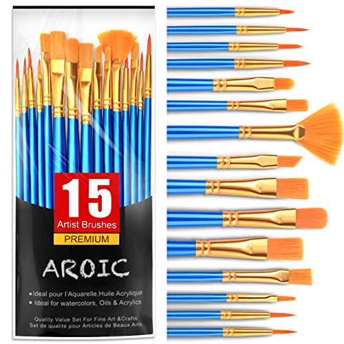 Watercolor Brushes Paint Brush Set - by Blue Squid, 12 Artist Paint  Brushes, Perfect for Face Painting, Round Pointed Tip Nylon Hair Artist for