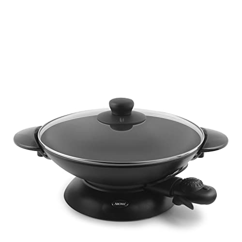 Aroma Electric Wok with Tempered Glass Lid