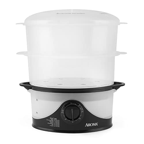 Aroma 6Qt. 2-Tier Food Steamer, Dishwasher Safe (AFS-140B), Black