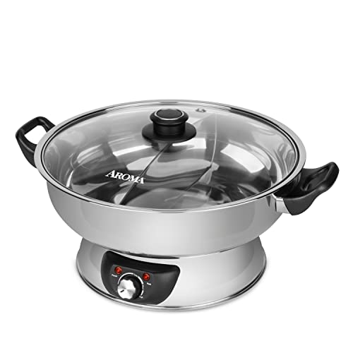 MyLifeUNIT: Shabu Shabu Pot, 304 Stainless Steel Hot Pot with Divider, 11.8  Inches Soup Cookware for Induction Cooktop, Gas Stove