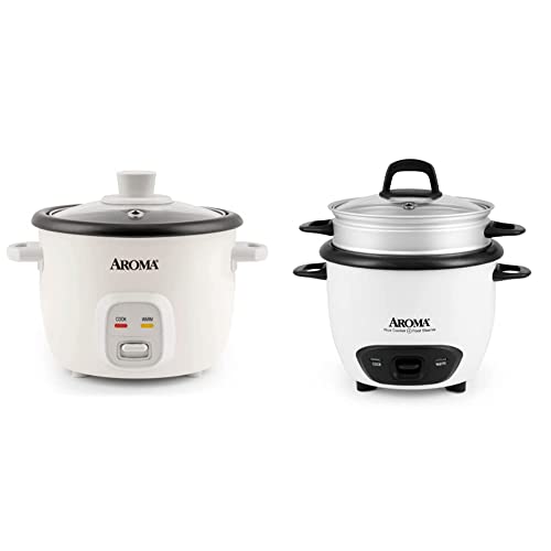 Aroma Housewares Aroma 6-cup (cooked) 1.5 Qt. One Touch Rice Cooker, White  (ARC-363NG), 6 cup cooked/ 3 cup uncook/ 1.5 Qt. & 6-Cup (Cooked) (3-Cup