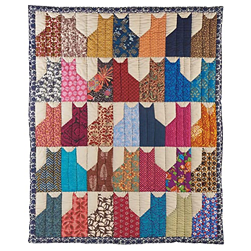 Colorful Cat Quilted Cotton Throw Blanket, 50" x 65"