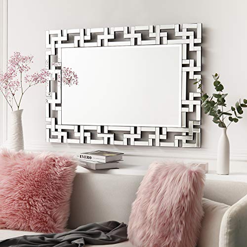 Art Decorative Wall Mirrors Large Grecian Venetian Mirror for Hotel Home Vanity, Sliver (27.5" W x39.5 H)