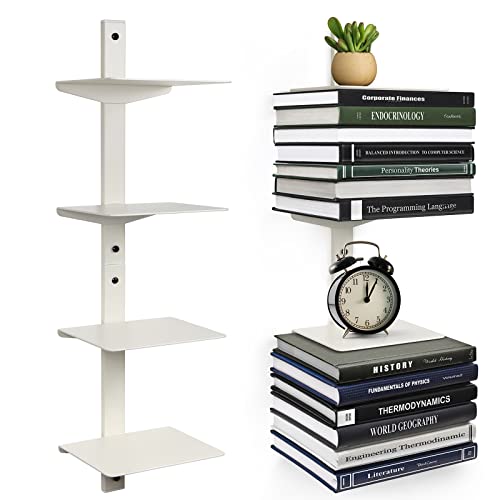 ART-GIFTREE Floating Bookshelf Set, 4-Tier White