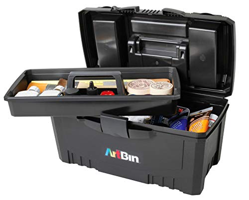 ArtBin 6918AB Twin Top 17" Supply Box - Portable Art & Craft Organizer, Black
