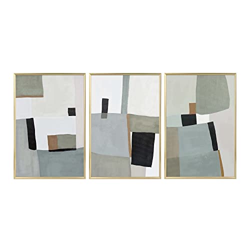 Modern Geometric Green Canvas Art Set, 16x24 Inch, Ready to Hang