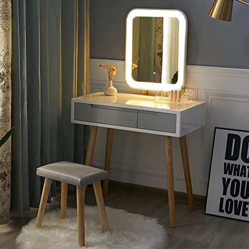 ARTETHYS Vanity Table Set with Adjustable Mirror and Cushioned Stool