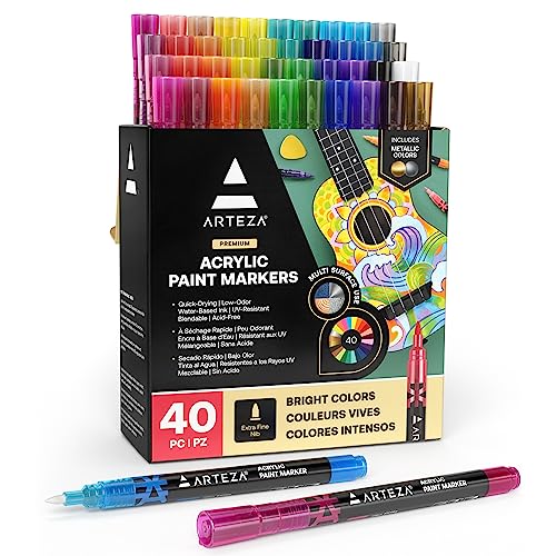 Arteza Acrylic Paint Markers - Vibrant Colors for Art & Craft Projects