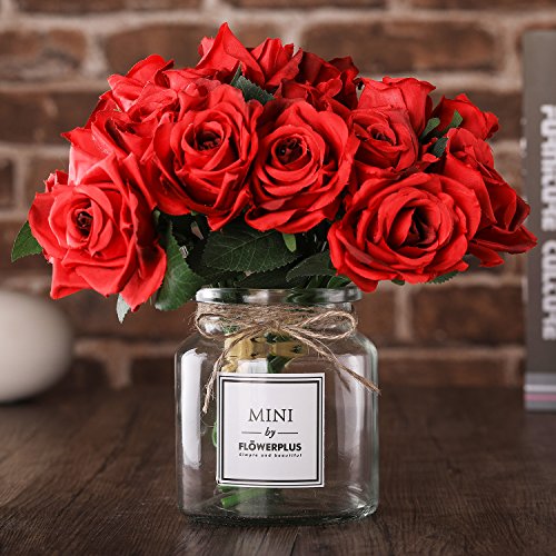 Artificial Red Rose Flowers with Vase