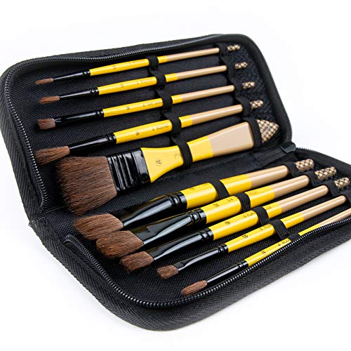 ARTIFY 10 Pieces Paint Brush Set - Premium Horse Bristle Brushes