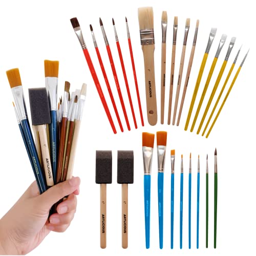 GETHPEN Filbert Paint Brushes Set 12 PCS Artist Brush for Acrylic