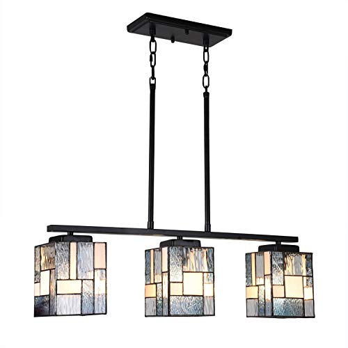 ARTZONE Tiffany 3-Light Stained Glass Pendant Chandelier