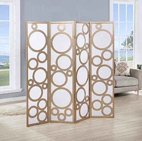 Arvada 4-Panel Wood Room Divider, Gold
