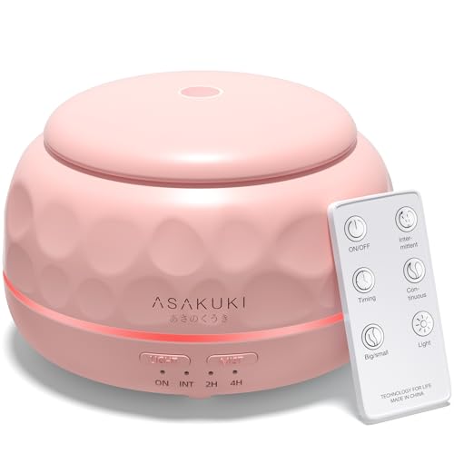 ASAKUKI Essential Oil Diffuser 300ML Aromatherapy Humidifier with 7-Color Light, Small Home Diffuser and Perfect for Relaxation-Pink