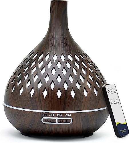 ASAKUKI Essential Oil Diffuser, Upgraded Diffusers for Essential Oils Aromatherapy Diffuser Cool Mist Humidifier with 7 Colors Lights 2 Mist Mode Waterless Auto Off for Home Office Room