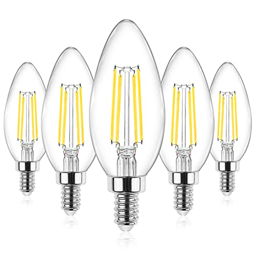 Ascher E12 LED Candle Bulbs 60W Equivalent, Daylight White, Pack of 5