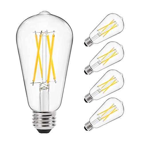Ascher Antique LED Filament Bulbs, 60W Equivalent, Daylight White, Pack of 4