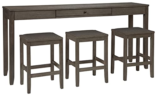 Ashley Rokane Urban Farmhouse Table Set with 3 Bar Stools