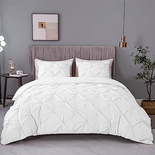 ASHLEYRIVER 3 Piece Luxurious Pinch Pleated Duvet Cover