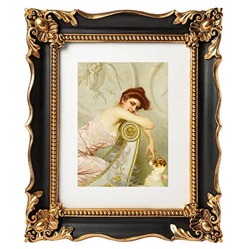 Vintage Flower Design 8x10 Picture Frame for Wall and Tabletop Black