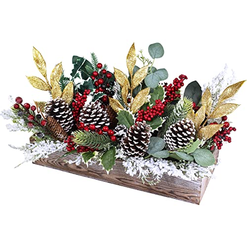 Assorted Christmas Centerpiece in Wood Box