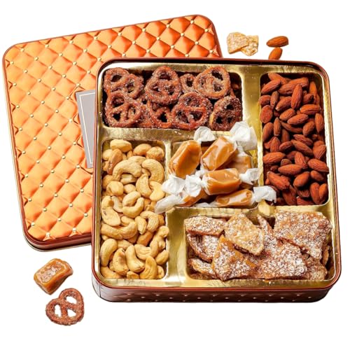 Assortment Gift Basket with Candy and Nuts - Bonnie and Pop (Caramel)