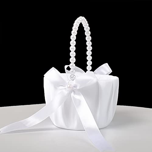 ATAILOVE Wedding Flower Girl Baskets - White