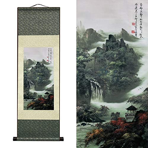AtfArt Asian Wall Decor Silk Scroll Painting
