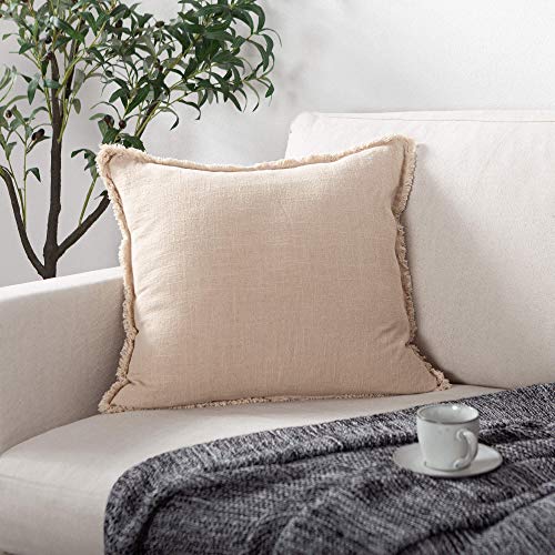 ATLINIA Decor Throw Pillow Cover - Beige Linen Boho Cushion Cover