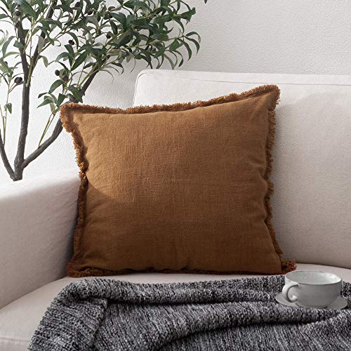 ATLINIA Fringed Throw Pillow Cover Brown