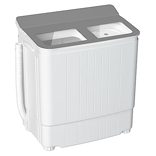 Atripark Portable Mini Twin Tub Washer and Spin Dryer Combo, Grey