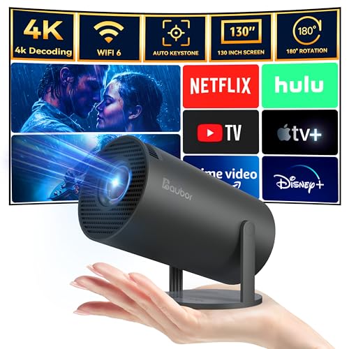 Mini Projector, Magcubic HY300 Auto Keystone Correction Portable Projector,  4K/ 200 ANSI Smart Projector with 2.4/5G WiFi, BT 5.0, 130 Inch Screen