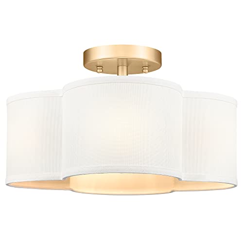 Quatrefoil Brass Semi Flush Mount Ceiling Light for Kitchen and Bedroom