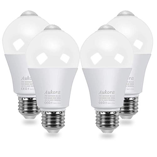 Aukora Motion Sensor Light Bulbs 4-Pack