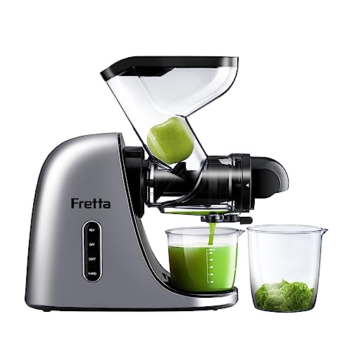 Hervigour Cold Press Juicer Machine, Dual Mouth Slow Masticating Juicer, Compact Design to Extract Juice from Fruits and Vegetables, Celery and