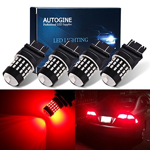 Autogine 4X 9-30V 3157 LED Bulbs with Projector, Brilliant Red