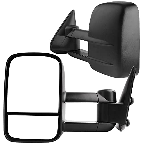 AUTOSAVER88 Manual Telescoping Towing Mirrors - Compatible with Chevy Silverado GMC Sierra and More