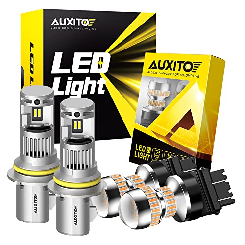 AUXITO 3157 4157 LED Bulbs Amber Yellow and HB5 9007 LED Bulbs Hi/Lo