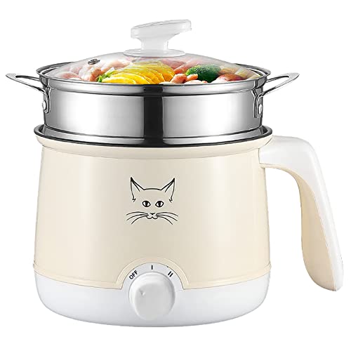 Bear Electric Hot Pot With Steamer - Rapid Noodles Cooker And  Multifunctional Portable Ramen Cooker - Non-stick Mini Hot Pot For Steak,  Egg, Oatmeal, And Soup With Adjustable Power - Perfect For