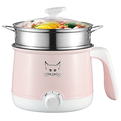 Drizzle Electric Hot Pot Cooker 1.8L,Skillet Grill Cooking  Steamer,Dormitory Office Portable Ramen Cooker Simmer Pot,Suitable For  Noodles Steak Cooker