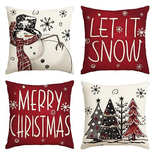 AVOIN colorlife Christmas Snowman Pillow Covers