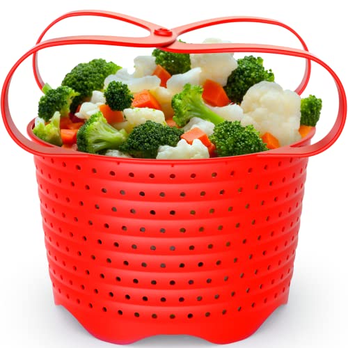  Avokado Silicone Steamer Basket for 3qt Instant Pot [6qt, 8qt  avail], Ninja Foodi, Other Pressure Cookers - 100% Food Safe, BPA-Free,  Dishwasher Safe Collapsible Vegetable Steamer Basket & Strainer: Home 
