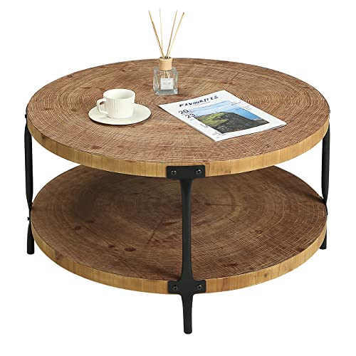 Awescuti Round Boho Wood Coffee Table