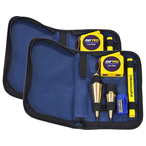 AWF PRO 16oz & 8oz Plumb Bob Kit with Retractable Line Reel & Carrying Case