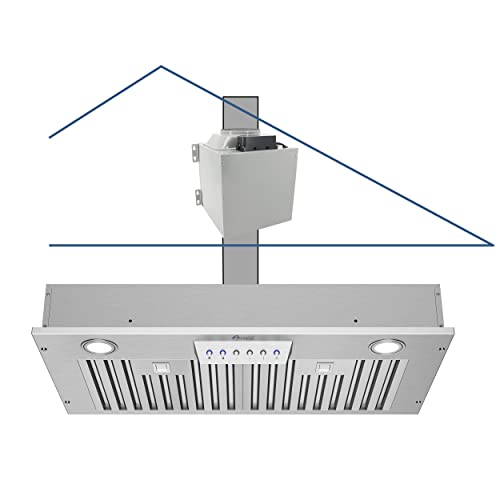 Awoco 14-1/2"D Stainless Steel Range Hood - Super Quiet, 4-Speed, 1000 CFM