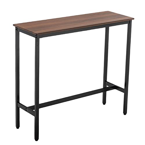 Awonde Industrial Bar Table with Brown Wood Top and Black Metal Frame