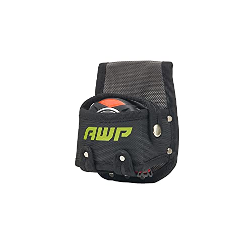AWP Tape Measure Pouch with Metal Belt Clip and Tunnel Loop, Tool Belt Accessory