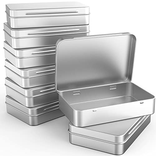 Silver 4-Pack Metal Tin Box Containers for Home and Outdoor Storage