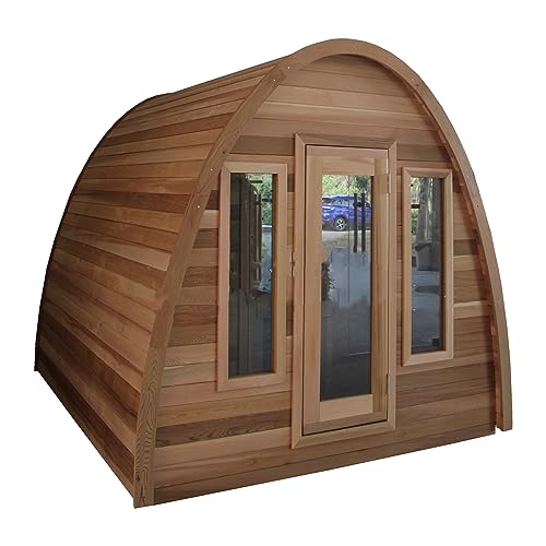 AYCHLG Nordic Pine Wood Outdoor Barrel Sauna,with 6KW Wet or Dry Heater